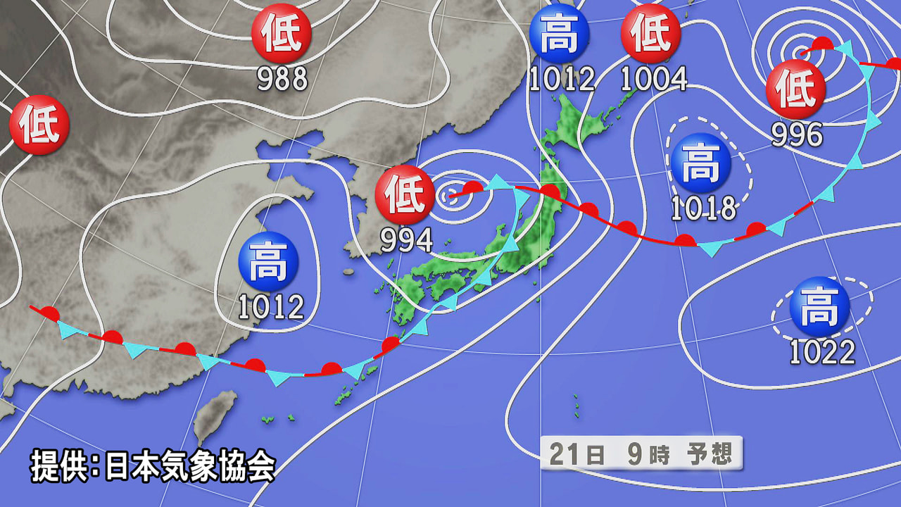 梅雨前線や低気圧の影響で岐阜県は、21日昼前にかけて雷をともなって激しい雨が降り...