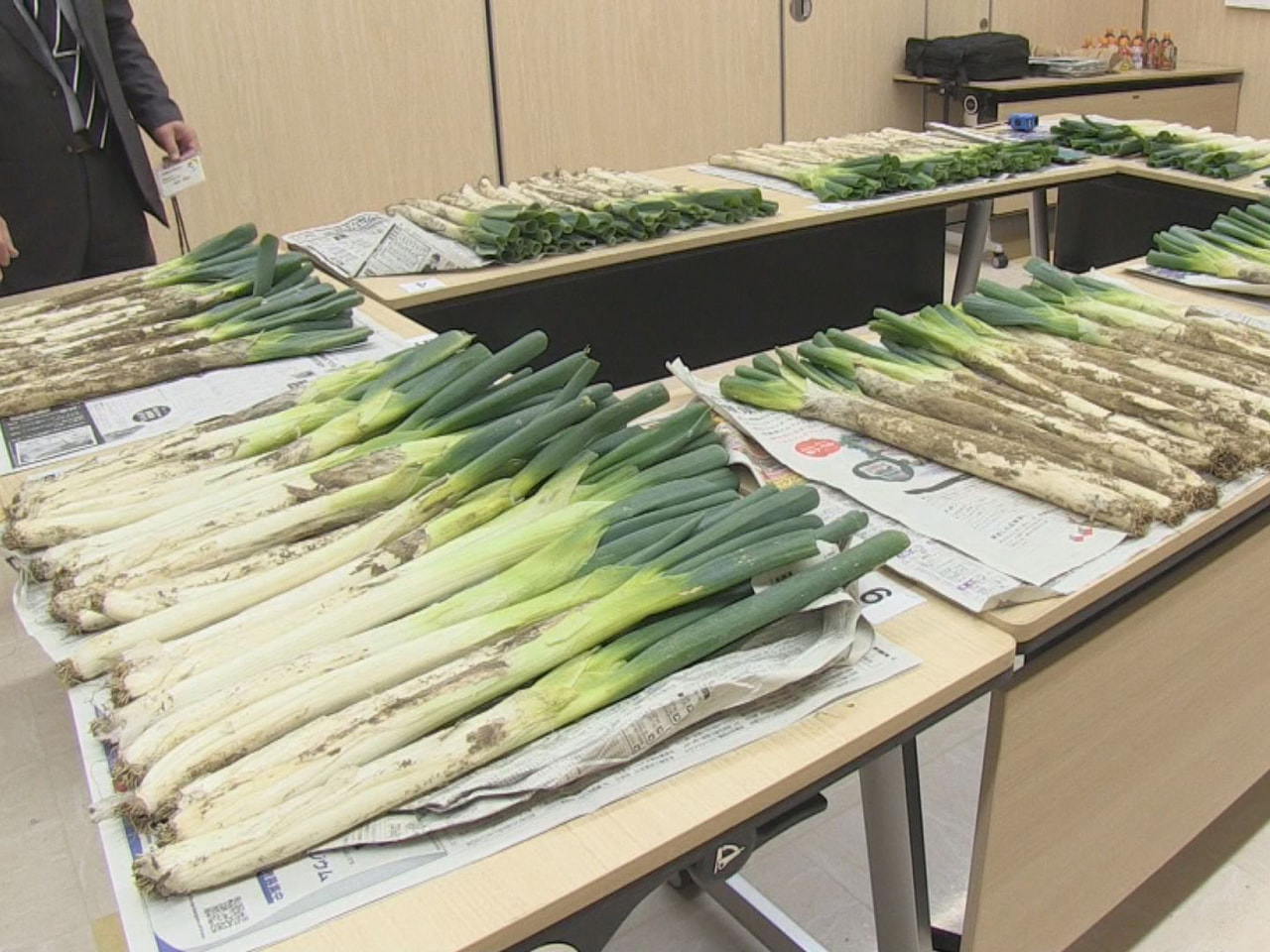 乗鞍岳の麓の高冷地で栽培された甘くて柔らかい「飛騨のりくらねぎ」の出荷を前に、選...